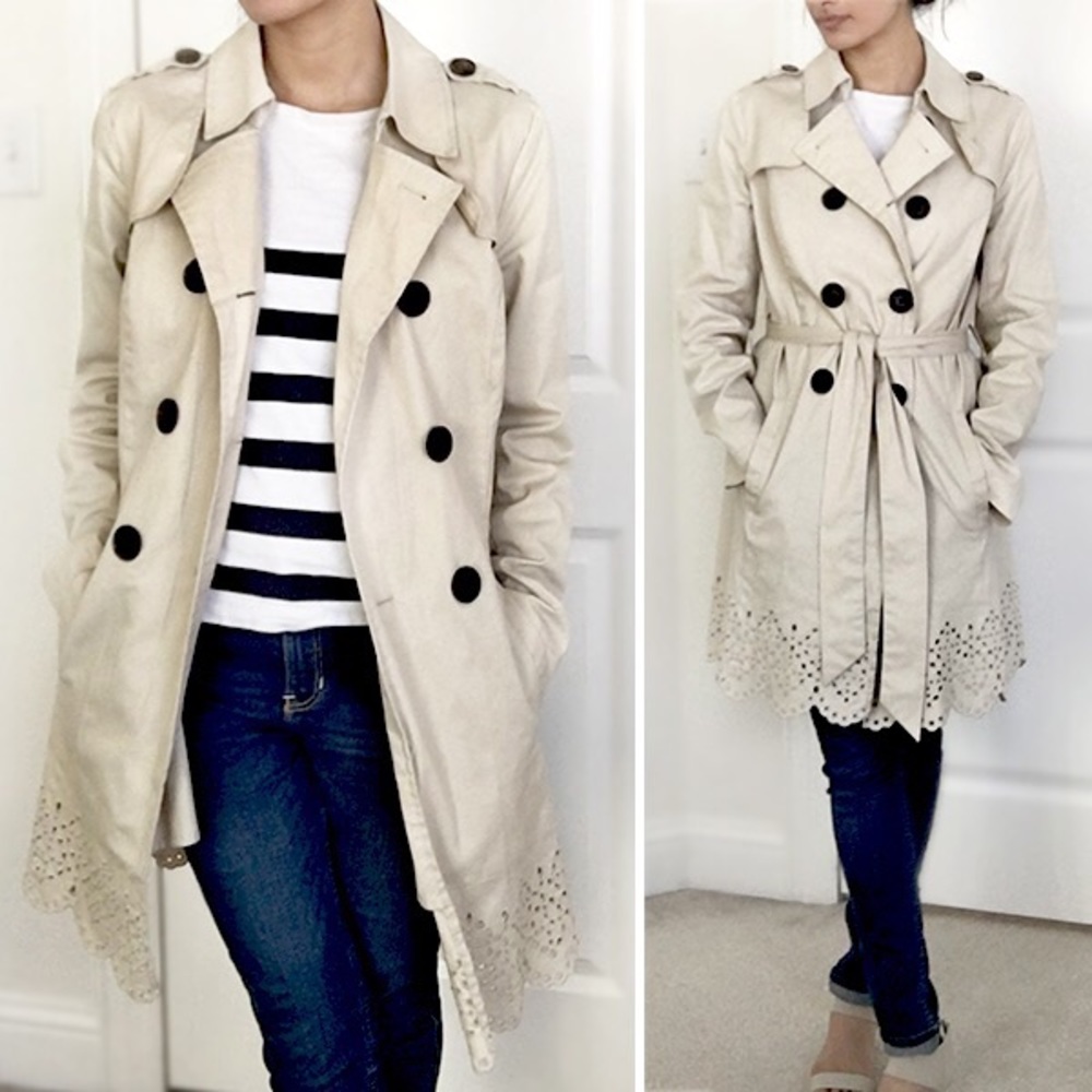 Apt 9 Scalloped Trench Coat
